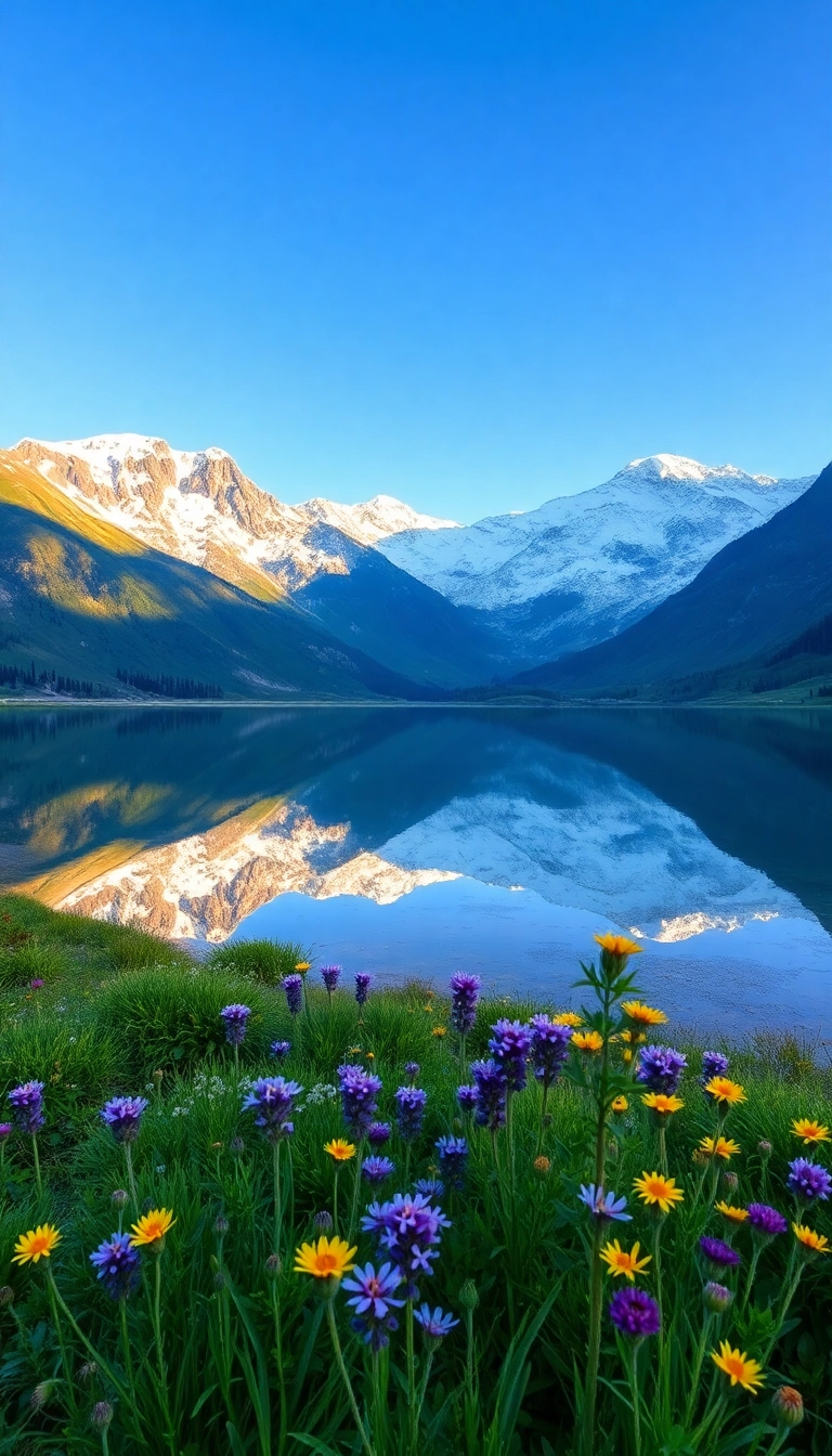 Best AI Spring Mountain Reflection Phone Scenic Background